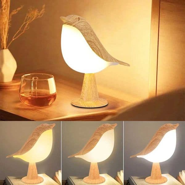 3-color LED cordless sensor bedside lamp with adjustable light bird light touch control USB charging desk lamp for bedroom home decoration B2408119