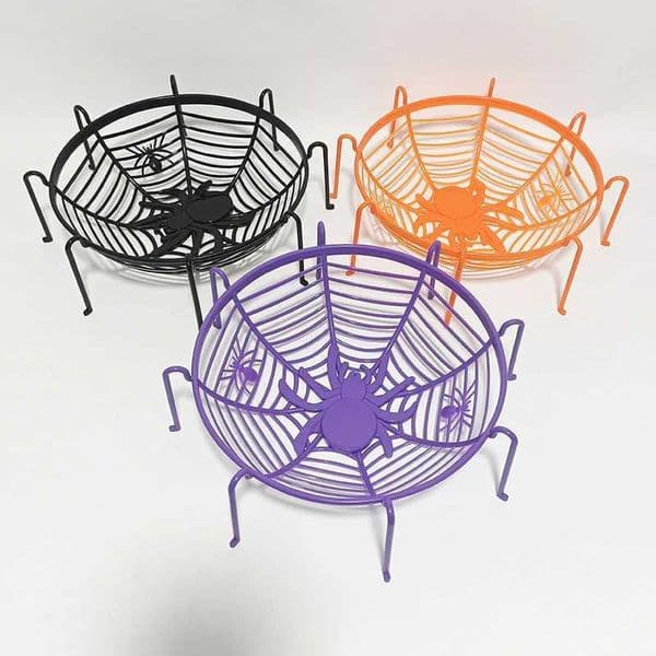 Halloween Candy Basket Black Orange Spider Web Bowl Biscuit Packaging Basket Fruit Plate Trick Or Treat Decoration HalloweenXJ240819