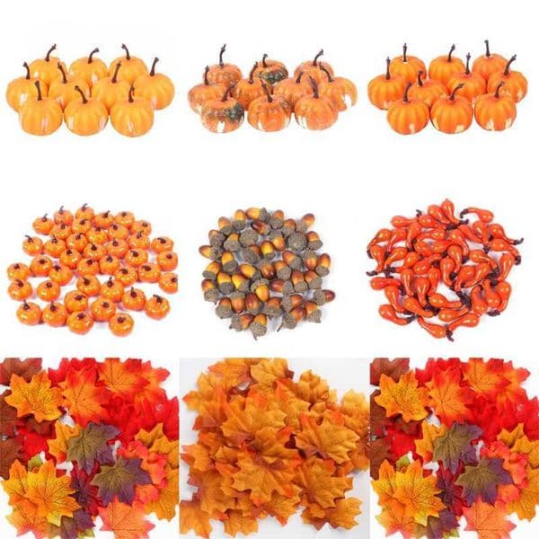 Artificial Maple Leaves Mini Pumpkins Pine Cones Acorns Halloween Thanksgiving Fall Harvest Home Decoration Photo Prop DIY CraftXJ240817