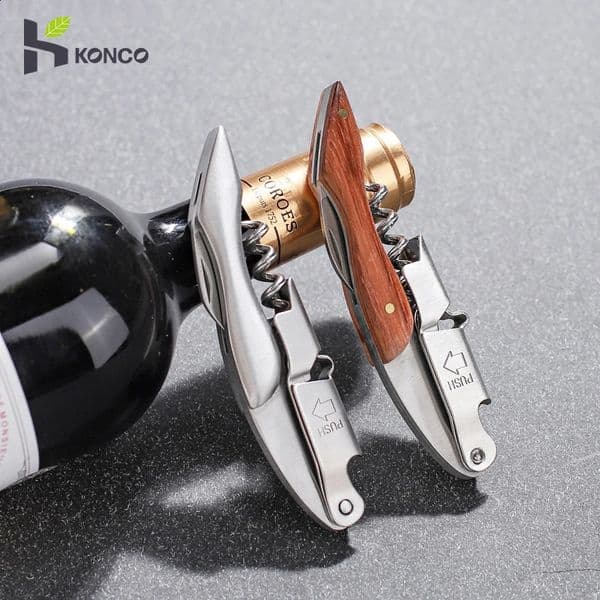 Bottle opener professional waiter bottle opener solid wood handle wine bottle opener with beer and foil cutter 240819