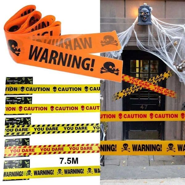 Halloween Party Decoration Warning Tape Scary Caution Tape Roll Hazard Warning Tape Indoor Outdoor Spooky DIY Prop DecorationsXJ240819