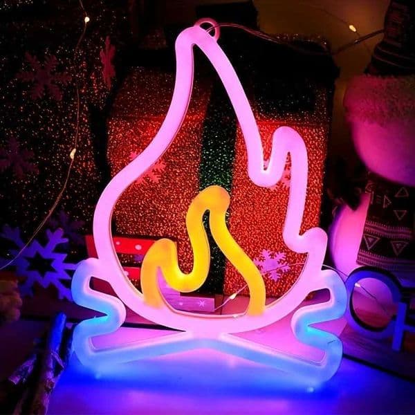 Flame neon sign red and yellow flame neon sign with usb switch flame LED light sign for wall decoration Y240817