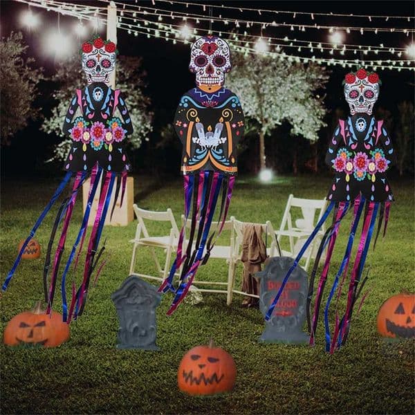 Dead of the 1.3m Mexico Porch Sign Halloween Party Day Outdoor Decor Skeleton Ghost Couple Bride Groom Patio Door Hanging FlagXJ2408