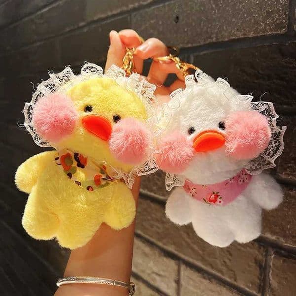 Kawaii Lalafanfan Duck Keychain Hyaluronic Acid Duck Pendant Plush Filled Animal Soft Toy Xms Gift for Children W240817