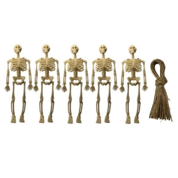 5PCS Decor Halloween Mini Plastic Skull Skeleton Decoration Favors Hanging Toys for Craft Halloween Party DecorationsXJ240819
