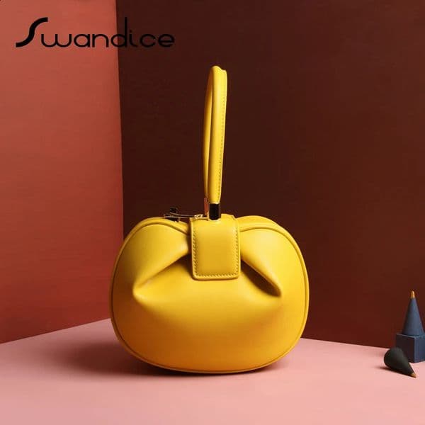 TWO SIZE Vintage Elegant Pillow Boston Box Genuine Leather Handbags Top Handle Clutches Evening Bag Female Small 241017z