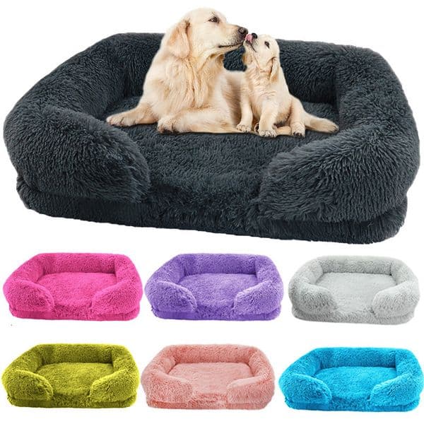 Winter rectangular large dog bed washable plush fluffy and cat mattress pet mat mediumsized house camas para perro 240819