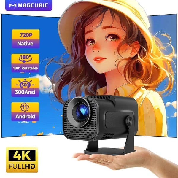Magcubic HY320 Mini Newly Native 720P Android 11 4K Projector 300ANSI Wifi6 BT5.0 Cinema Outdoor Portable 180 Rotable Projector CL240820
