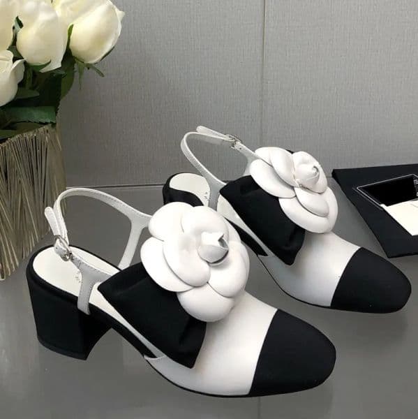Hot Womens Luxury Dress Shoes Camellia Shoe Thick Heel Designer Slingbacks Sandals Sheepskin Bow Adjustable Ankle Buckle Party Red Carpet Can Be Worn For Everyday