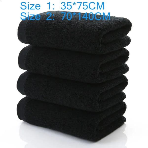 100% cottonnon-fading black towel jacquard soft bamboo fiber towel thickened absorbent black towel for home el beauty salon 240819