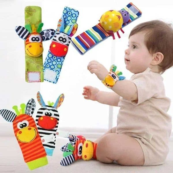 0-12 Months Baby Toy Baby Rattles Toys Animal Socks Wrist Strap +Rattle Kids Foot Socks Bug Wrist Strap Baby Socks Pacifier Toys Y240820