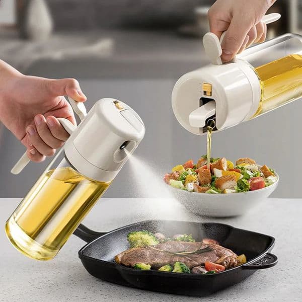 550ML upgraded oil spray bottle is used for cooking barbecue glass oil bottle 2 in 1 oil distributor olive oil spray Mr. Kitchen gadget 240819