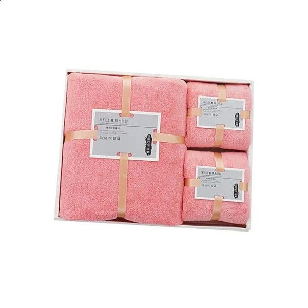 Bridesmaid gift bathroom set towel set Quick-drying coral fleece towel bath towel three-piece gift box microfiber towel set 240819