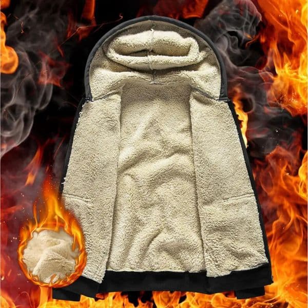 Fashionable sportswear jacket with front pocket warm zipper cashmere mens and womens winter solid color plush lining open top hooded sweatshirt w240822