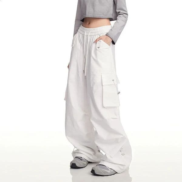Strtwear Spring Summer Cargo Womens Pants Casual Big Pocket Solid Color Straight Women Trousers Z260312 S260428