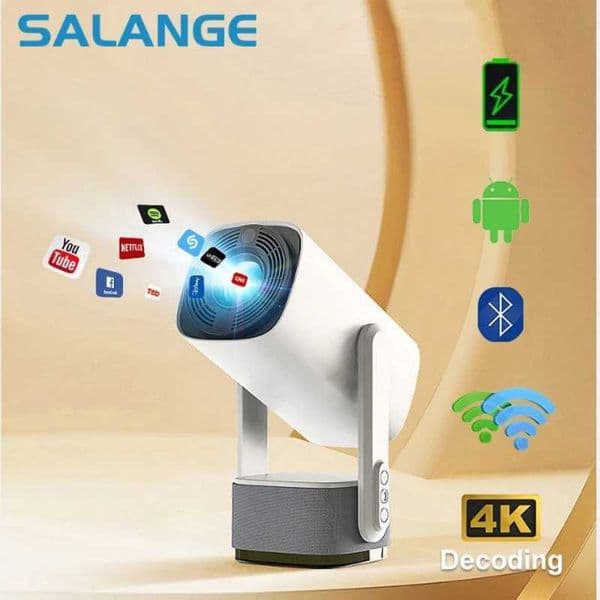 Salange 4K Projector K2 Smart Android11 Built-in Battery Bluetooth Speaker WIFI Auto Focus Keystone Free-Style for Outdoor Movie CL240820