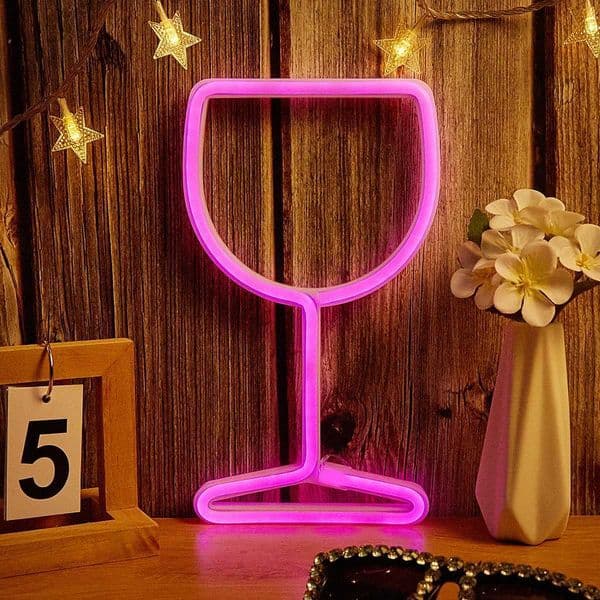 Chi-buy Goblet LED Neon sign USB Powered Or Battery Power Supply Neon Signs Night Light For Bedroom Living Room Decor Lamp Signs Y240817