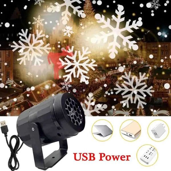Christmas Snowflake Projector LED Fairy Lights for Bedroom Rotating Dynamic White Snow Projection Lamp Indoor New Year Ornaments CL240820