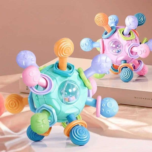 Baby Toys 0 12 Months Rotating Rattle Ball Grasping Activity Baby Development Toy Silicone Rattles Baby Sensory Toys for Babies Y240820