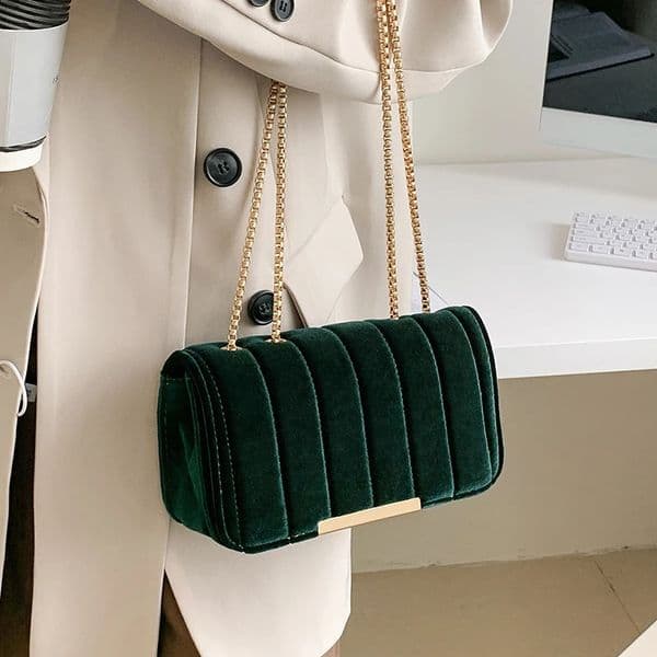 VELOUR Chain Handbag Purse Women Crossbody Bags Trendy Shoulder Messenger Tote High Quality 240819