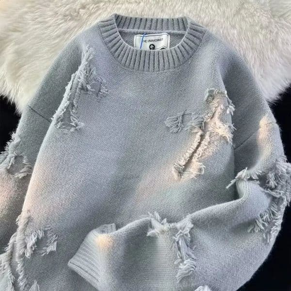 Personalized masochist sweaters mens round neck pullovers trendy high street American retro knit eternal sleep 240819