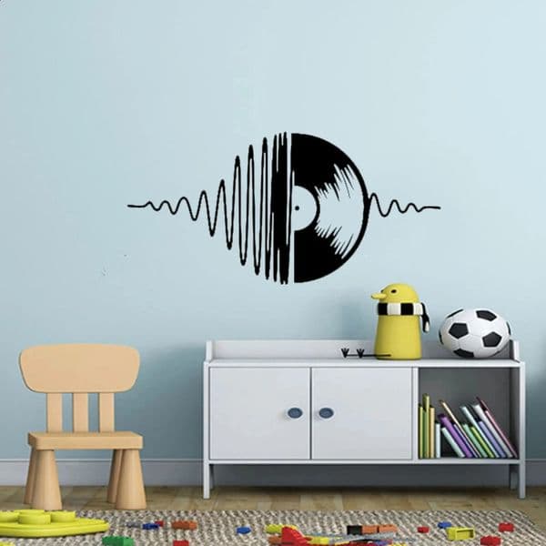 Classroom Playroom Large Musical Notation With Disc Wall Sticker Record Player Voice Wall Decal Bedroom Vinyl Home Decor 240821