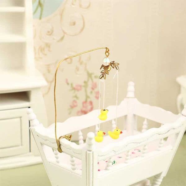 1 12 Dollhouse Miniature Ducking Pendant Hanging Ornament Baby rattles crib bed bells movable bed bells room hanging decorationXJ240817