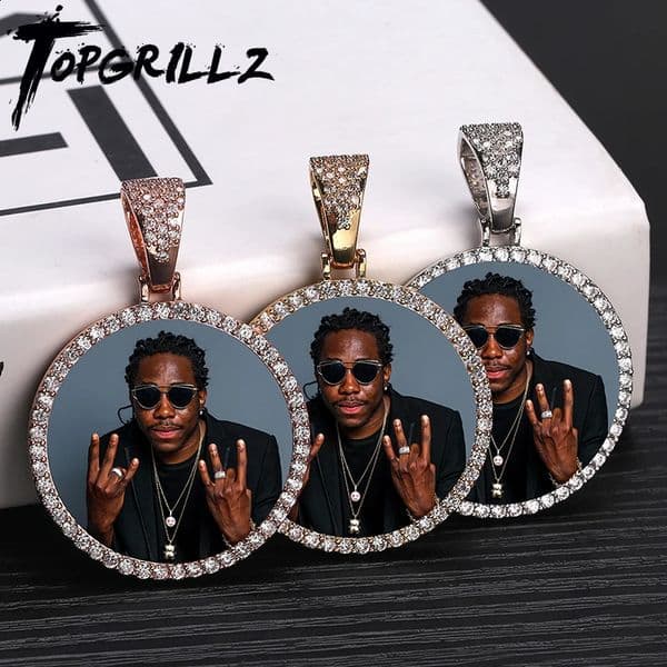 Customized po memory medal solid pendant necklace with tennis chain hip-hop jewelry personalized cubic zirconia chain gift 240808