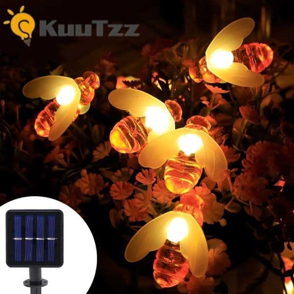 Cute Bee Outdoor Light 100LED Solar String Light Wedding Home Garden Patio Party Christmas Tree Honeybee Starry Fairy Decor Lamp Y240820