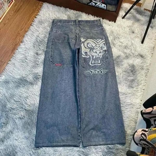 Men's Jeans JNCO Y2K Harajuku Hip Hop Letter Embroidered Vintage Baggy Denim Pants Mens Womens Goth High Waist Wide Trousers H260306