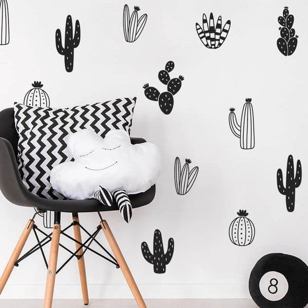 Cactus Wall Decals Woodland Tribal Cactus Wall Stickers for Kids Room Baby Nursery Decor Art Succulent and Cacti Wall Tattoo 240821