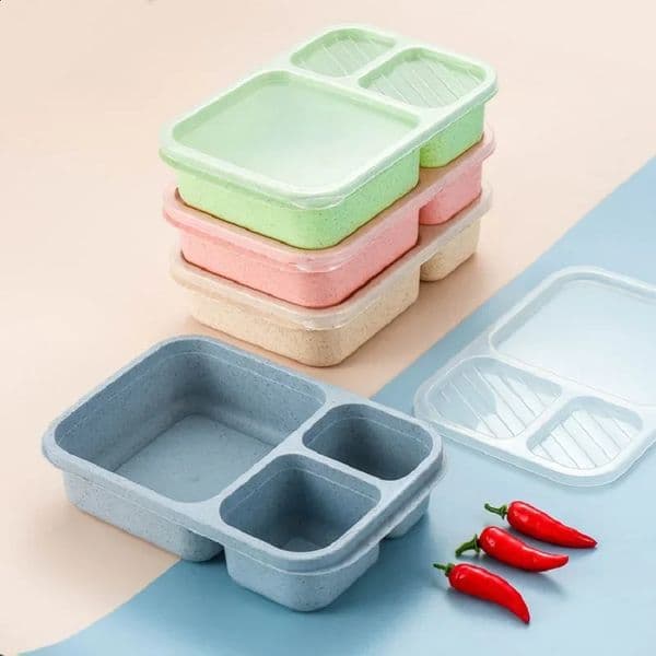 3 Grids Bento Box Portable Food Storage Lunchbox Leak proof Food Container Microwave Oven Dinnerware Students Lunch Bag Kids 240821