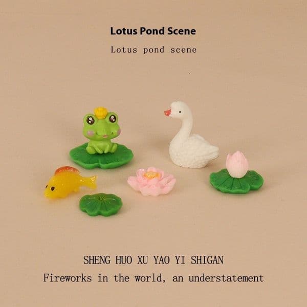 Pond Micro Creative Resin Crafts Lotus Frog Mini Fish Landscape Miniature Decorative Ornament OB11