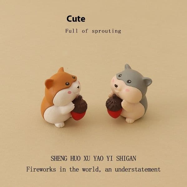Cartoon creative mini cute hamster pine cone micro landscape gardening OB11 home decoration desktop ornament