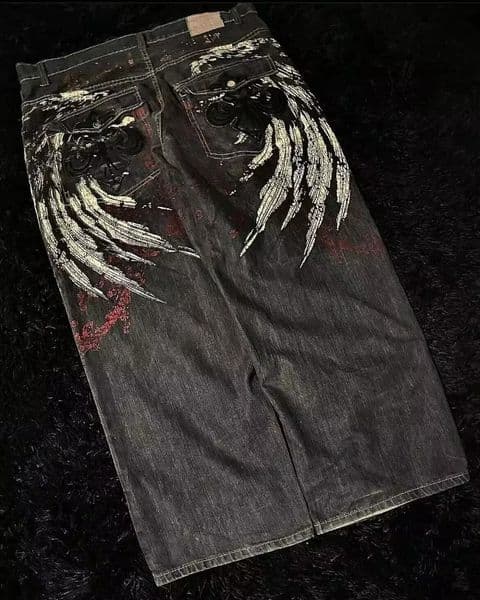 Street Y2K Fashion Pattern Print Straight Jeans Women Harajuku Hip Hop Retro Loose Mopping Wide-leg Pants Couple Punk Jeans 240820