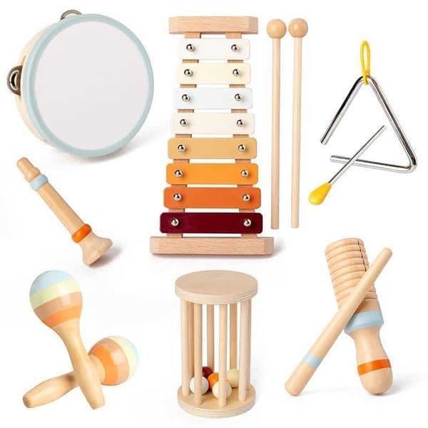 7 Early Childhood Education Gifts Castanet Sand Hammer Ringdrum Kindergarten Orff Percussion Musical Instruments Baby Music Toys W240820