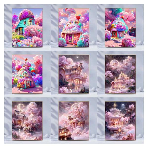 Rose Castle Scenic AB 5D DIY Diamond Painting Sticker full Diamond Mosaic Embroidery Bedroom Cross Stitch Home Decor Gift ArtXJ240816