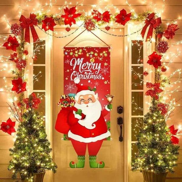 Merry Christmas Hanging Flag Christmas Decorations for Home 2024 Christmas Door Banner Xmas Gifts Navidad Happy New Year 2025 W240820