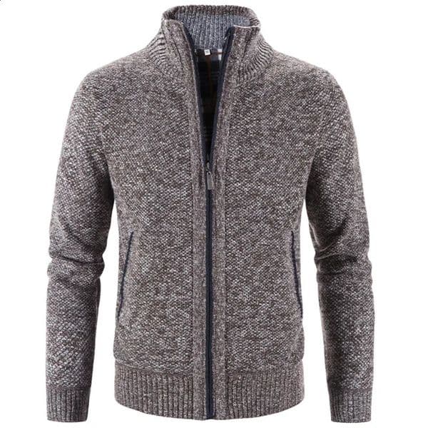 Spring and Autumn Knitted Sweater for Mens Fashion Slim Fit Open Collar Coat Solid Single Chest Co 240821