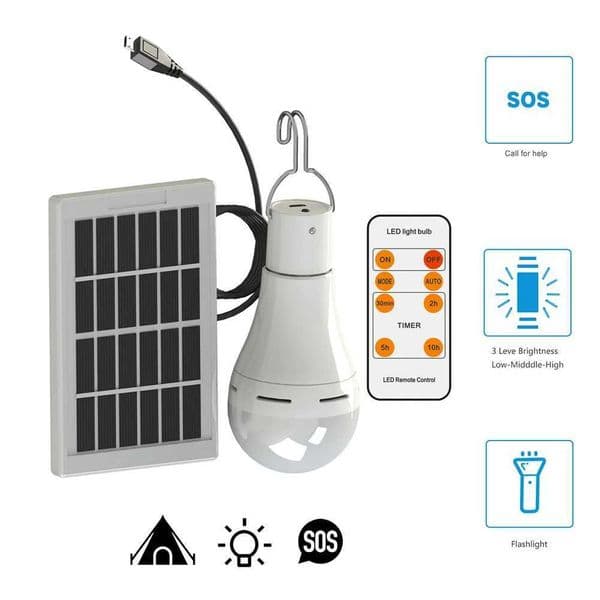 5 Modes 20 COB LED Solar Light USB Rechargeable Energy Bulb Camping Lamp Y240820