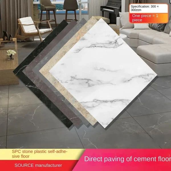 Wall Sticker Self Adhesive Waterproof PVC Tiles Floor Stickers Marble Bathroom Living Room Bedroom Ground Thick Wallpapers 240821