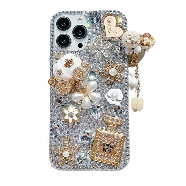 Crystal Gem Diamond luxury designer phone cases iPhone 15 pro max 14Pro 14Plus 31 12ProMax 11 Mini Xr 15Plus Rhinestone Perfume Bottle Lanyard fashion cellphone case