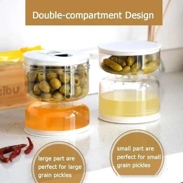 Sealed Jar for Pickle Home Wet and Dry Separation Pickle Jar with Flip Container and Strainer Hourglass n Olives Container 240820