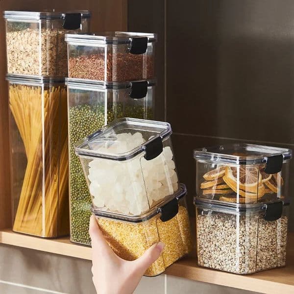 Food Storage Kitchen Containers Plastic Box Jars for Bulk Cereals Kitchen Organizers for Pantry Organizer Jars With Lid Home Set 240820