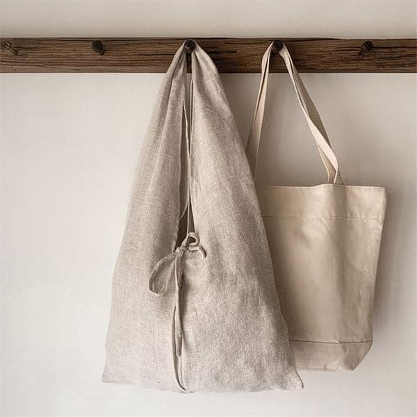 Retro linen shopping bag reusable for women sunscreen bag foldable bandage lace travel beach shoulder bag large handbag 240820