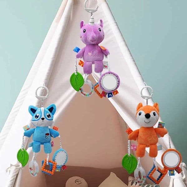 Newborn Baby Stroller Pendant Wind Chime Baby Bed Bell Bed Hanging Rattle Bed Winding Plush Soothing Toy with Teether Toy GiftsXJ240817