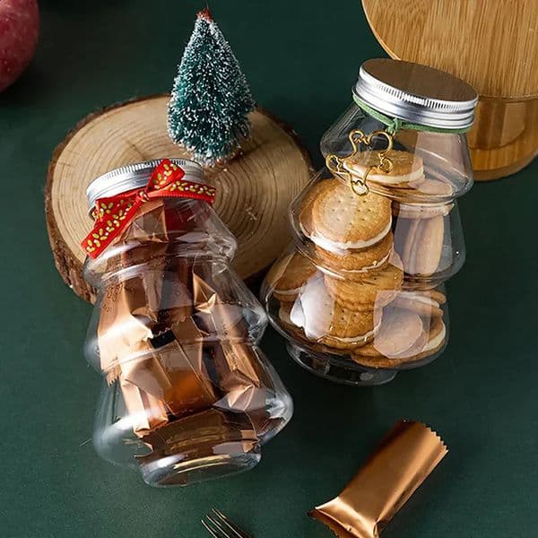 500ML Christmas Tree Snowman Sweet Jar Candy Cookie Storage Box Juice Chocolate Gift Packing DIY Container Year Decor Bottle 240820