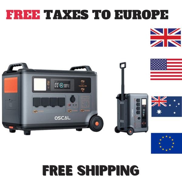 Oscal PowerMax 3600W Pure Sine Wave Power Station 14 Outlets 5 LED Modes Morse Code Signal Energy Storage Portable Generator