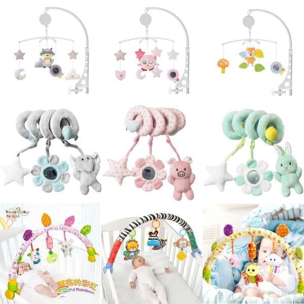 Baby Toys 0-12 Months Crib Mobile Bed Bell Rattles Educational Toy For Newborns Car Seat Hanging Infant Crib Spiral Stroller ToyXJ240817