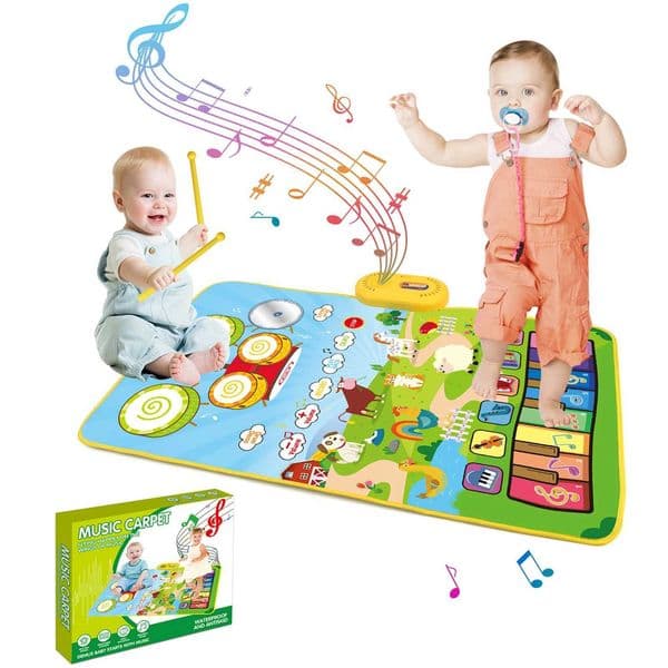 80x50cm Childrens Music Piano Mat Childrens Education Toy Floor Keyboard Drum Toy Dance Mat with Instrument Sound Toy W240820
